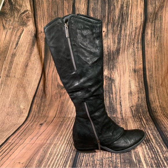 Donald J Pliner Sz 8.5 Devi 12 Black Leather Italy Zippers Knee Riding 18” Boots - Picture 5 of 16